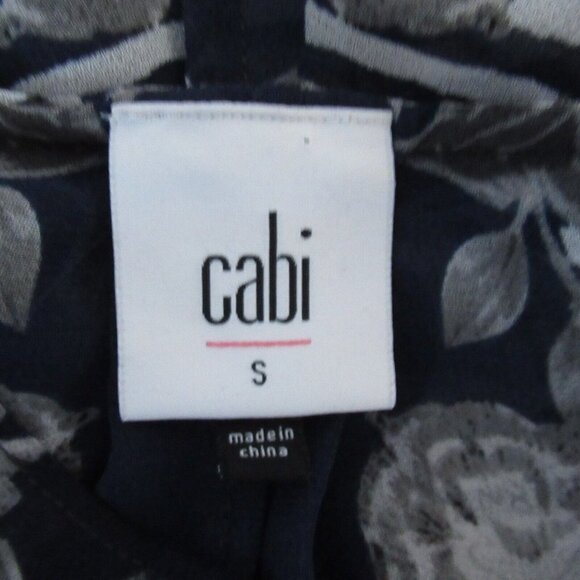 Cabi Yacht Top S Small Navy Blue Floral Stripe Sheer Popover 5024 - Picture 5 of 6